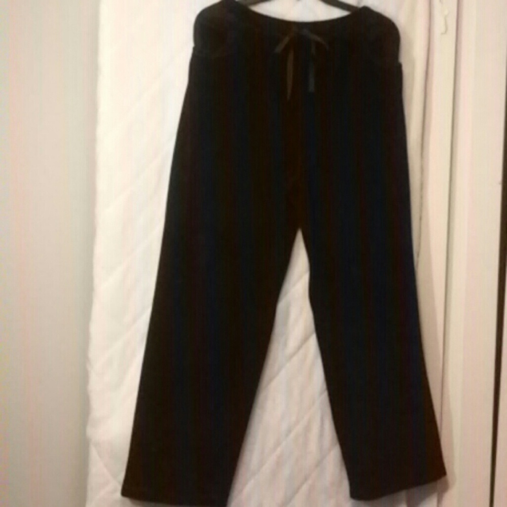 Jjill black velour full leg pants ...