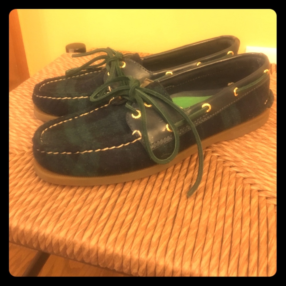 Green Felt Sperry Boat Shoes