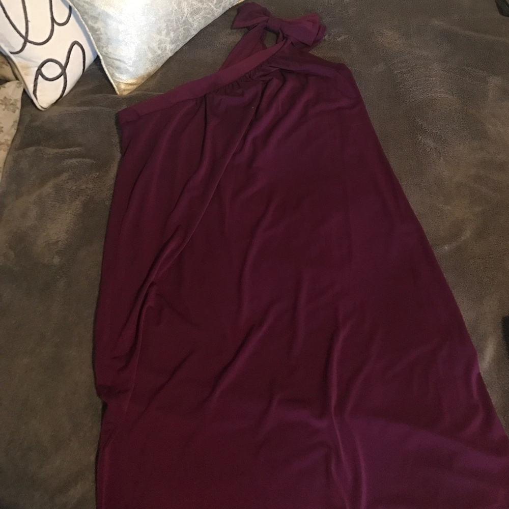 One shoulder purple dress