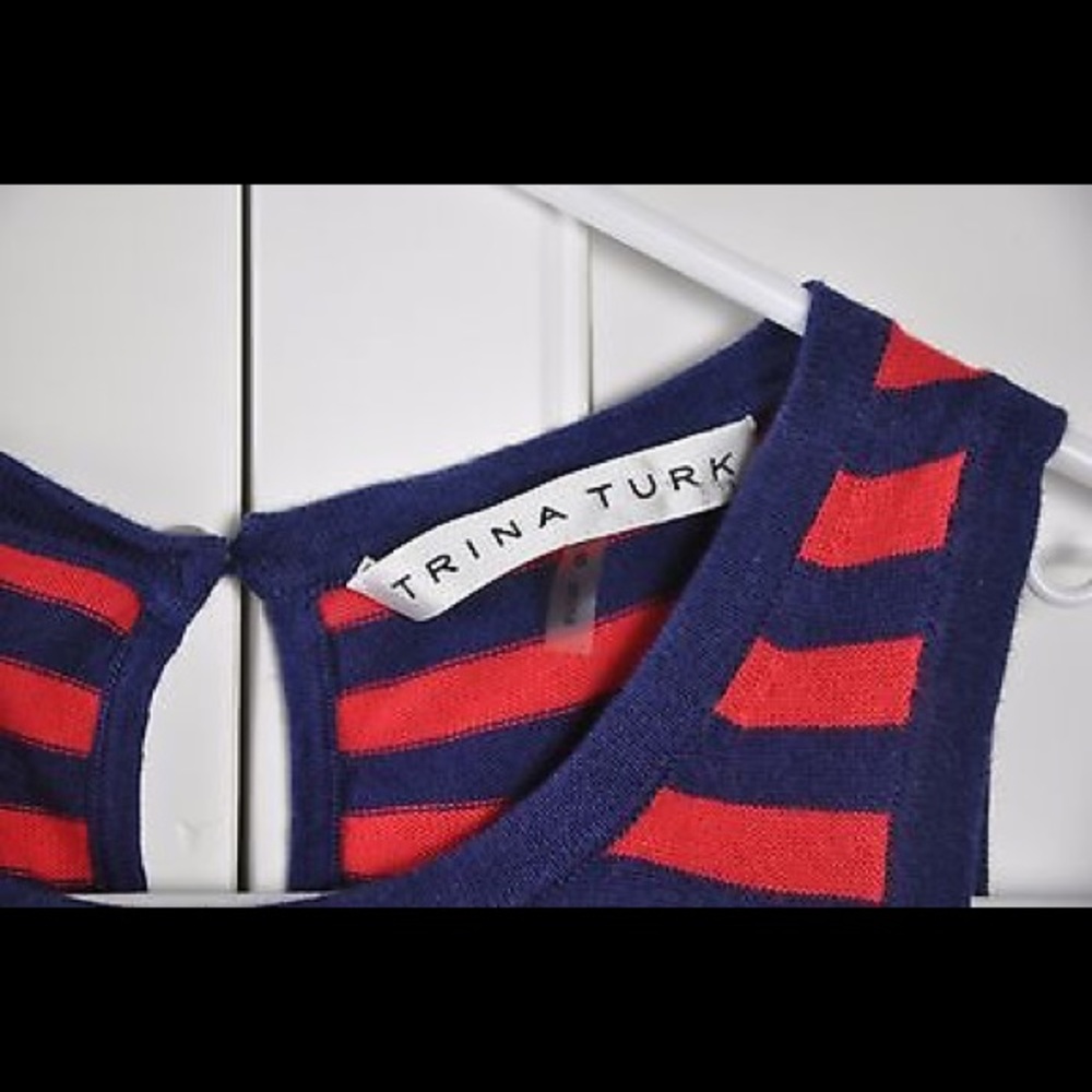 Trina Turk Red Blue Striped Sleeveless Knit Tank - Picture 8 of 8