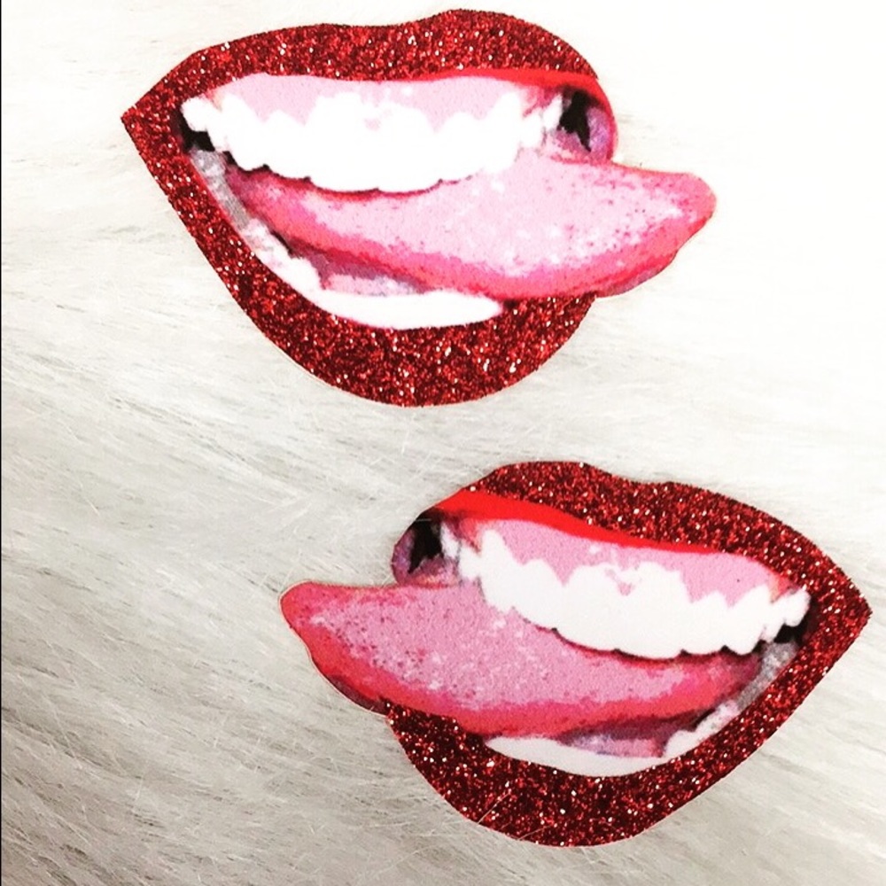 Lips and Tongue Glitter Waterproof Rave Pasties