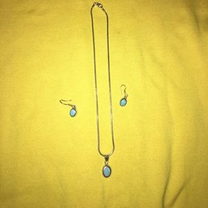 Turquoise/sterling silver earrings and necklace