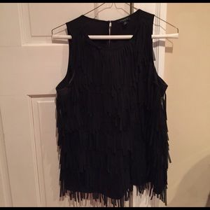 Women's black fringe tank
