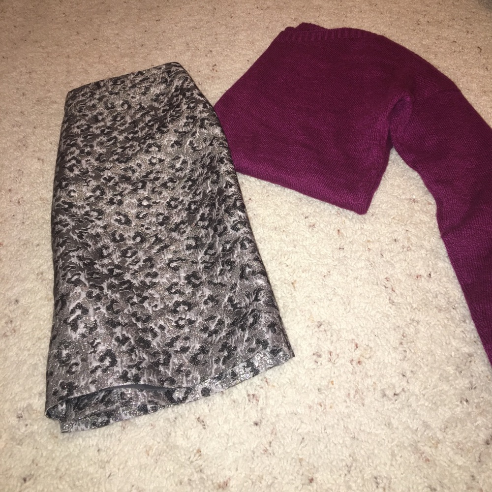 LOFT Metallic animal print skirt