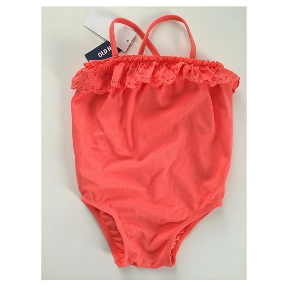 Old Navy Orange Ruffle Top One Piece Swimsuit