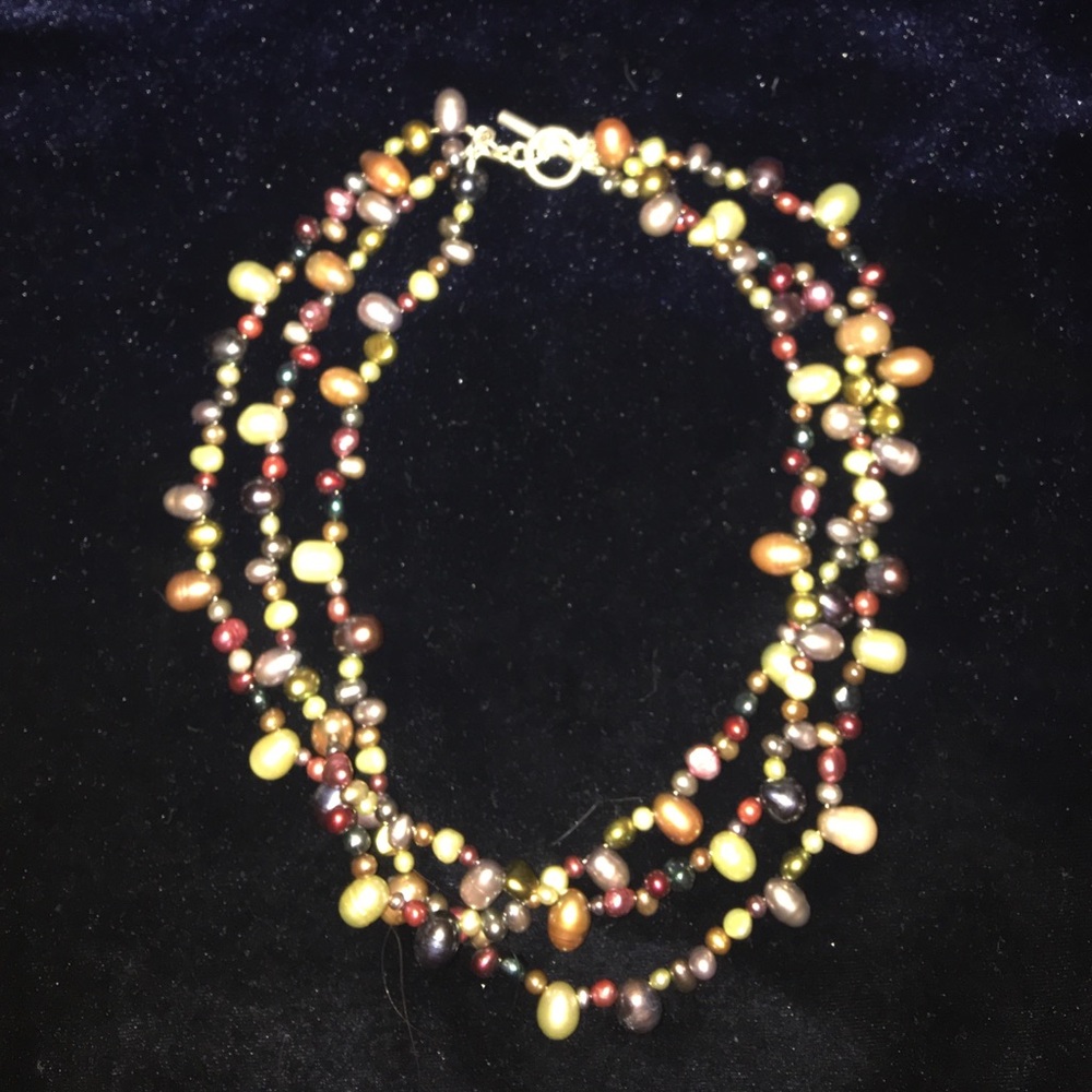 Multi colored fresh water pearl necklace