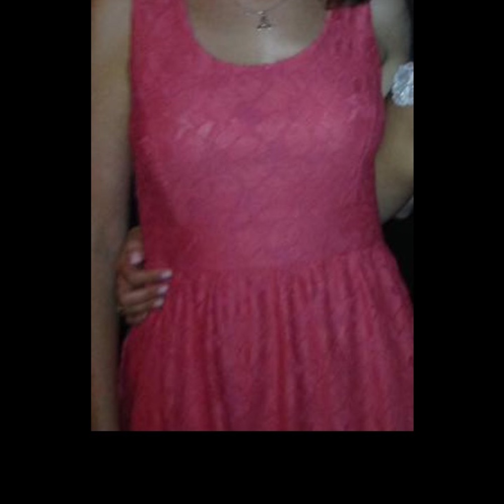 Worn Once!  Salmon Pink Floral Lace Dress