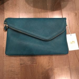 Turquoise clutch with shoulder chain