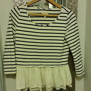 Stripe top with ruffle detail