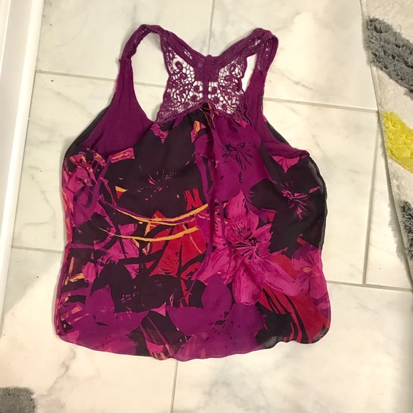 Express Razor Back Pink Floral Print Tank - Sm - Picture 4 of 4