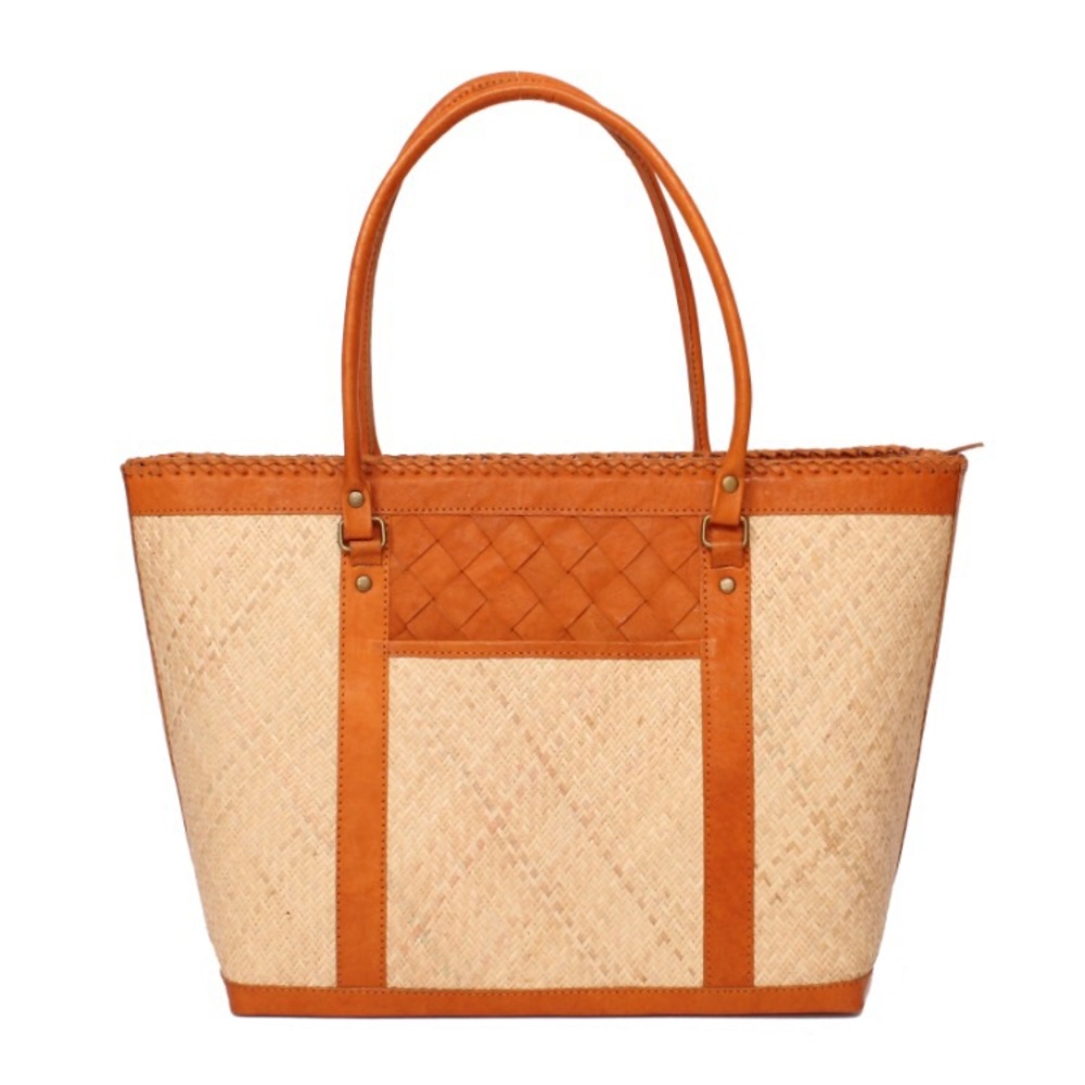 Rattan & Leather Tote