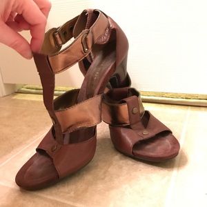 Nine West Gold and Brown Heels