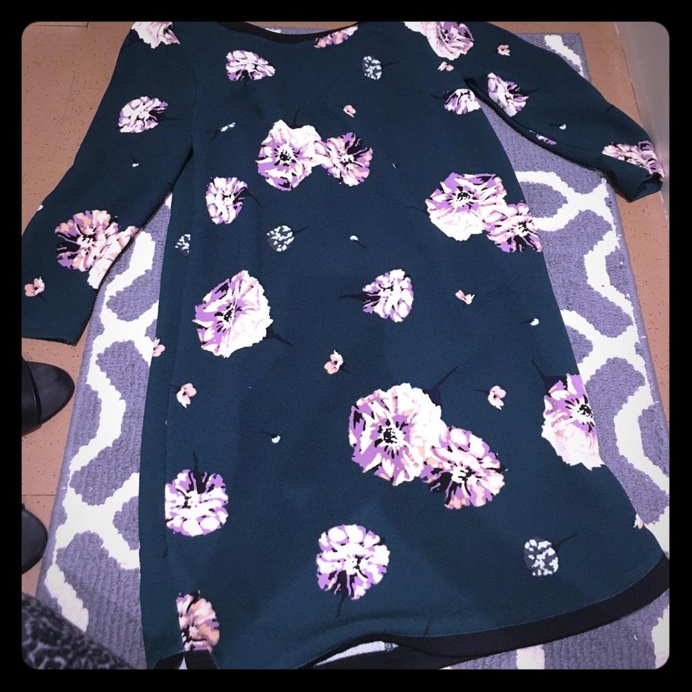 Emerald green floral print dress