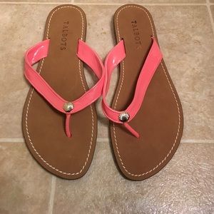Never worn coral flip flops