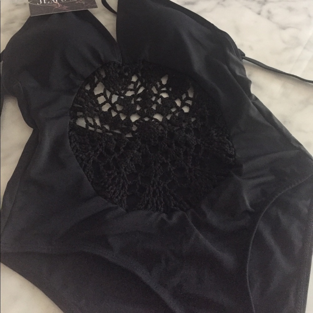 MEDIUM LEFT• Black Crochet One-Piece • - Picture 6 of 8