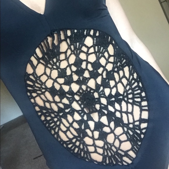 MEDIUM LEFT• Black Crochet One-Piece • - Picture 4 of 8