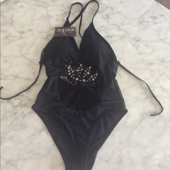 MEDIUM LEFT• Black Crochet One-Piece • - Picture 5 of 8