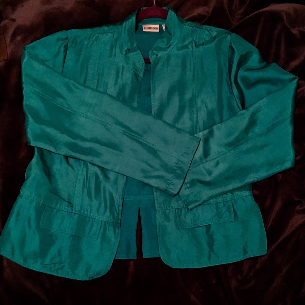 Chico's Teal Silk Jacket
