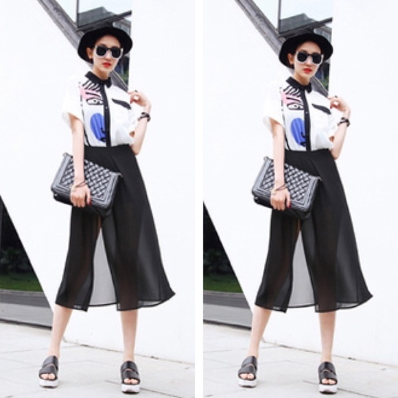 🆕 Short-Sleeved Portrait Stitching Chiffon Blouse - Picture 7 of 8