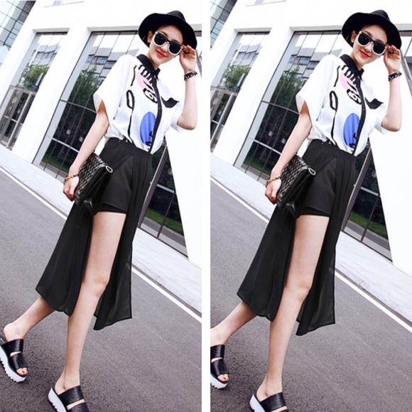 🆕 Short-Sleeved Portrait Stitching Chiffon Blouse - Picture 8 of 8