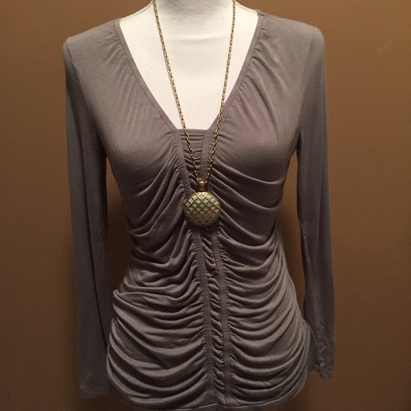 Design History Tops - Long sleeve gray ruched top