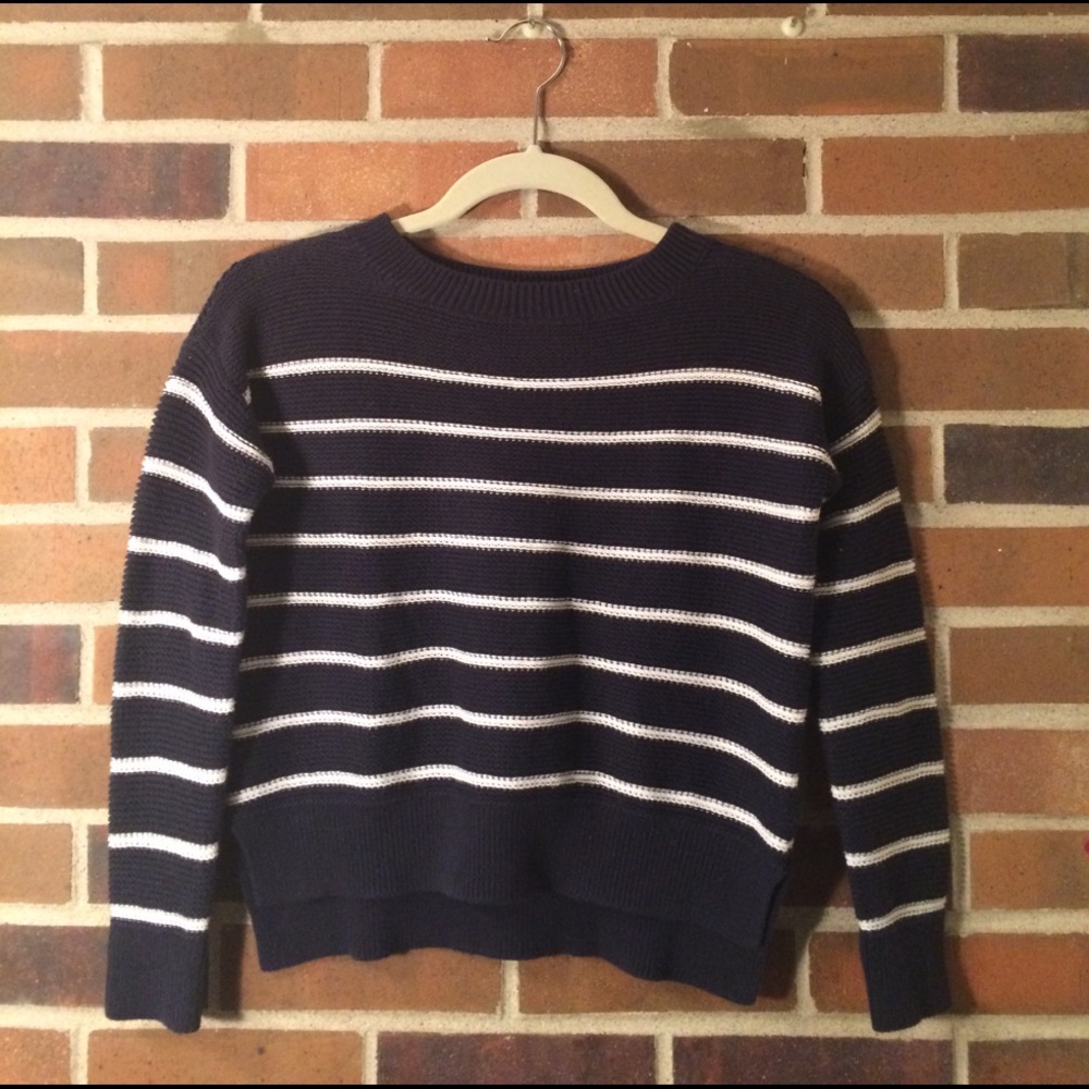 Ann Taylor Loft Boat Neck Striped Knit Sweater