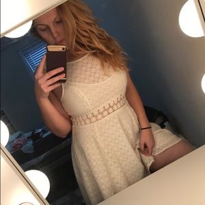 Free People white floral cut out skater dress