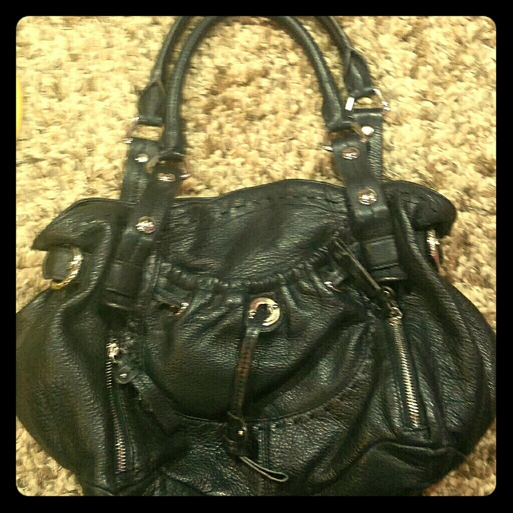B Makowsky black leather handbag