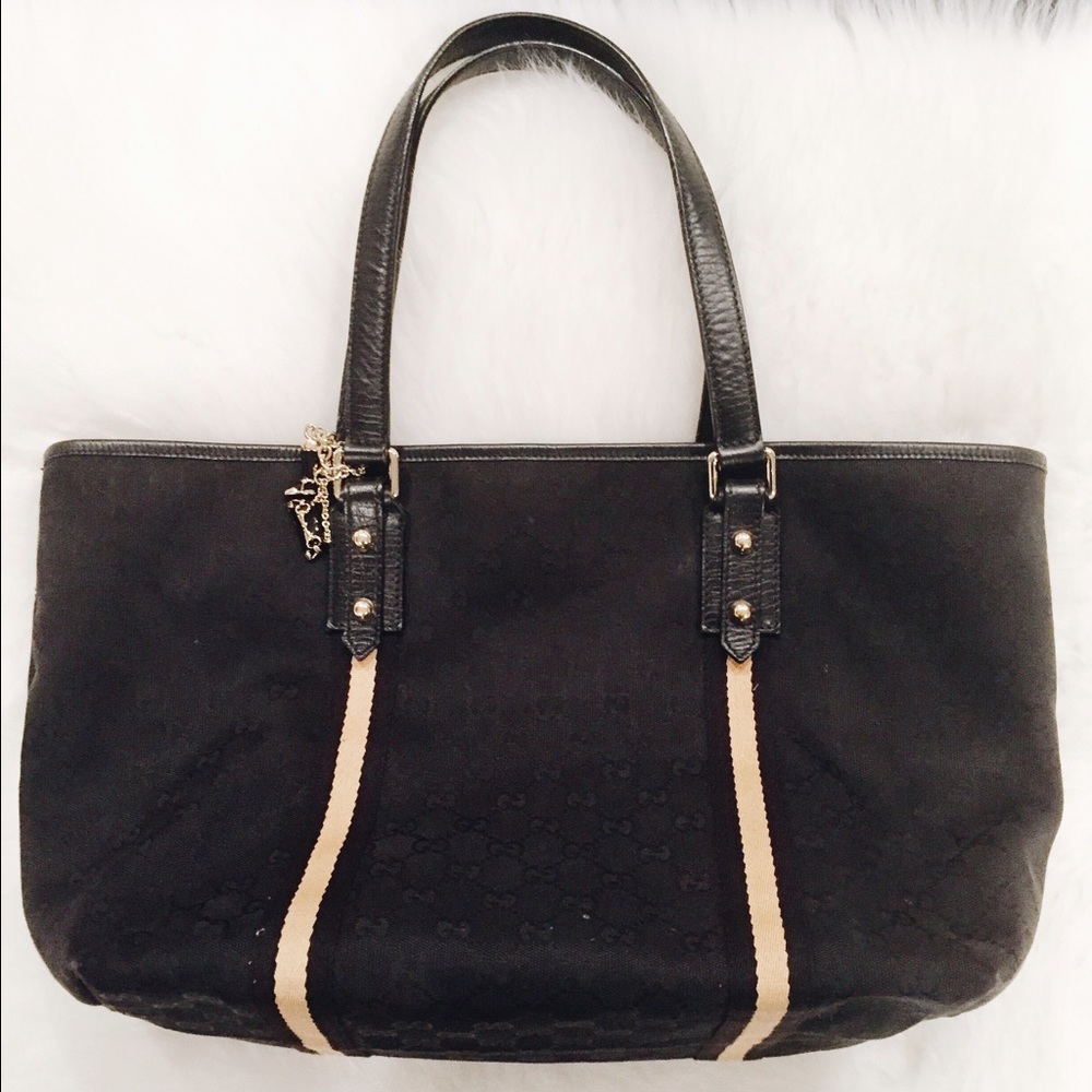 Gucci Black Monogram Canvas Tote