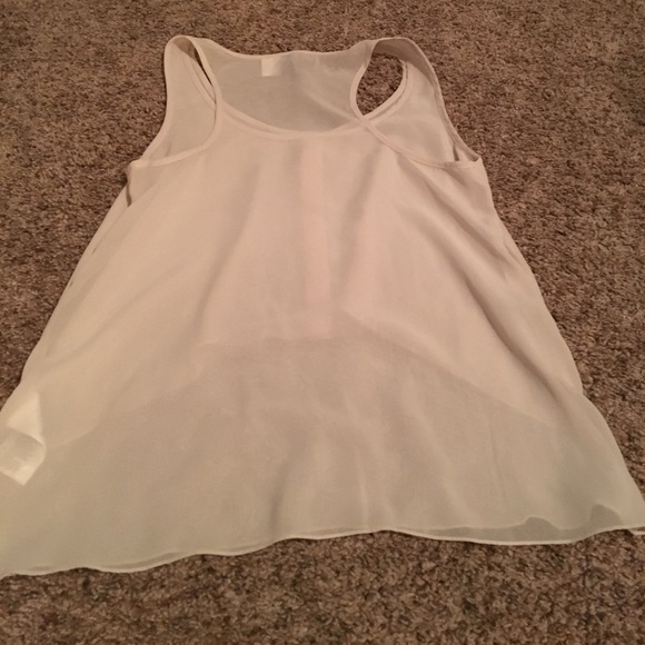 Nwot grey chiffon H&M S/L Top - Picture 4 of 5