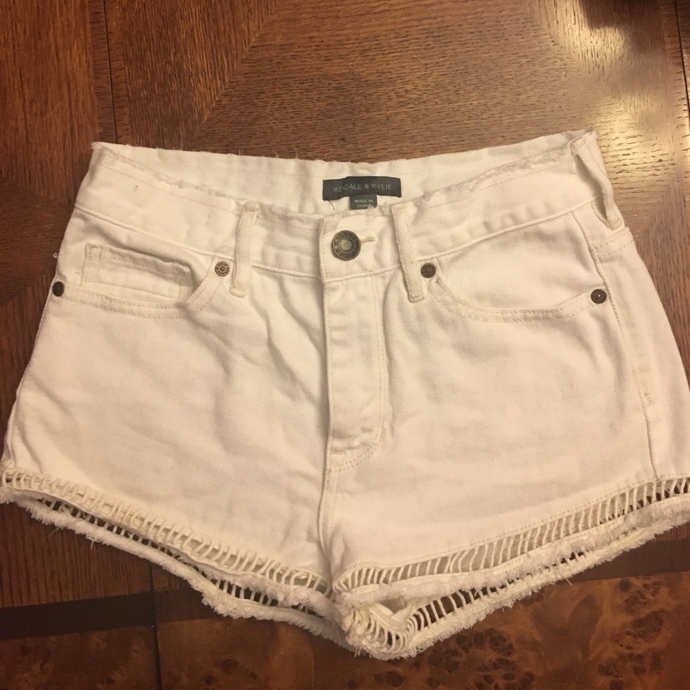 Kendall & Kylie Mid-Rise White Jean Shorts
