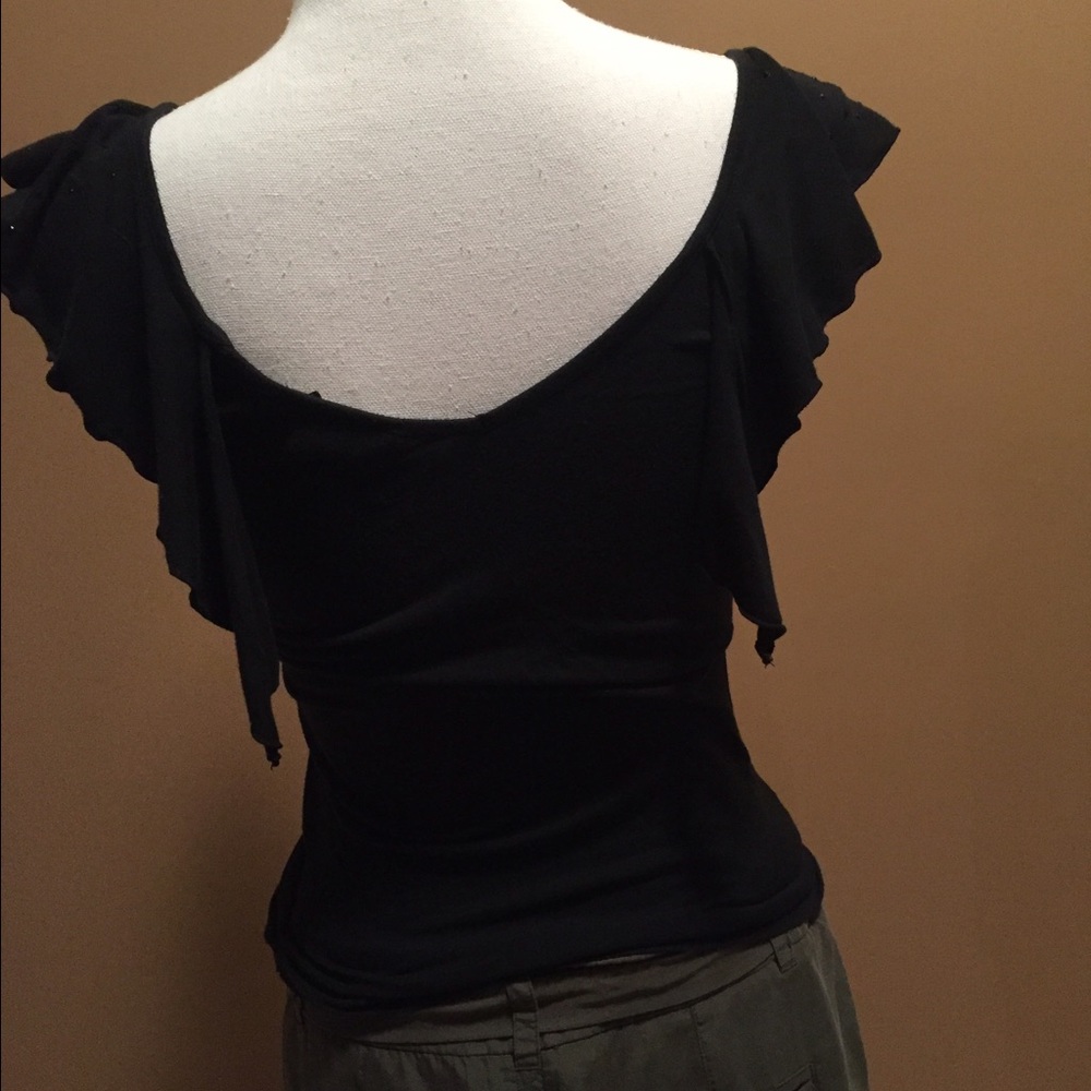 3/$25 Black stretch double V top from The Limited - Picture 3 of 5