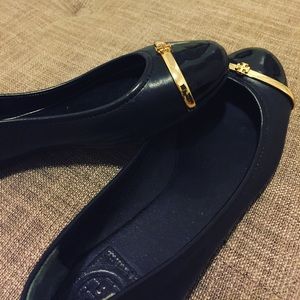 Black & Gold Tory Burch Flats
