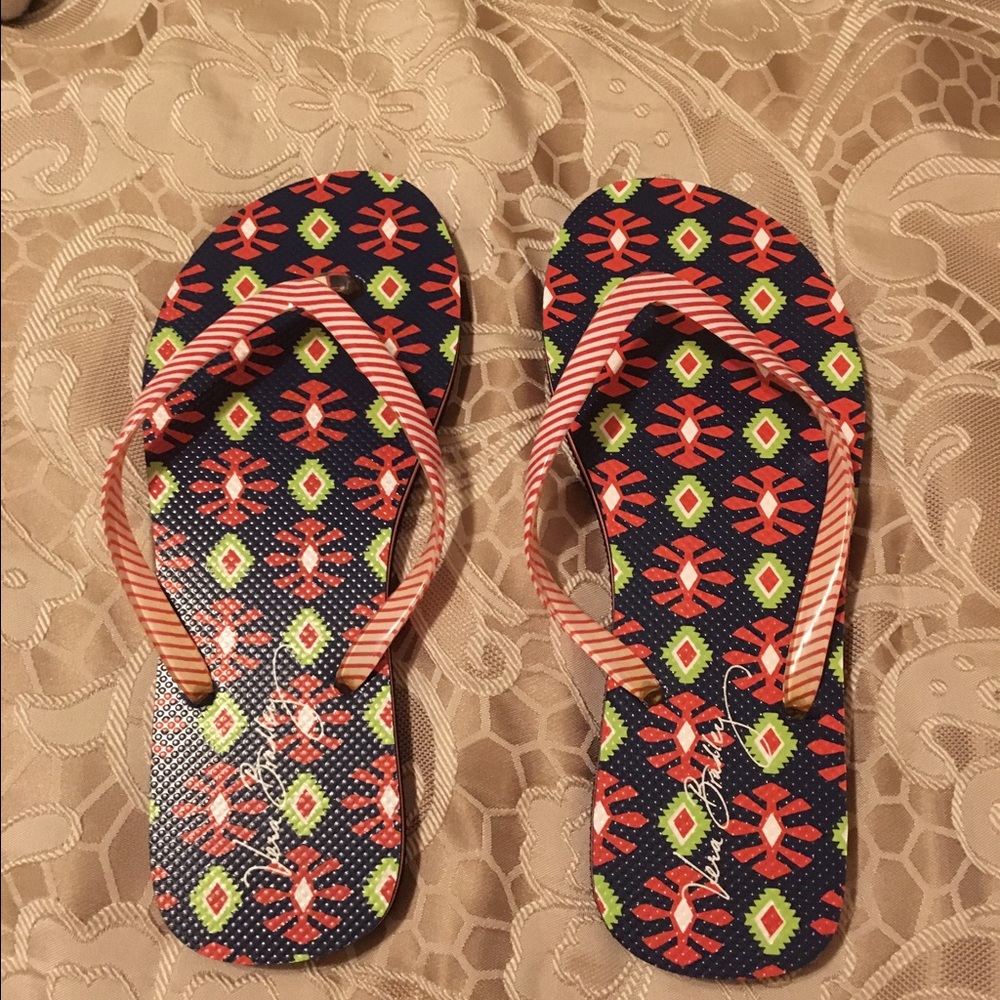 Vera Bradley pattern flip flops.
