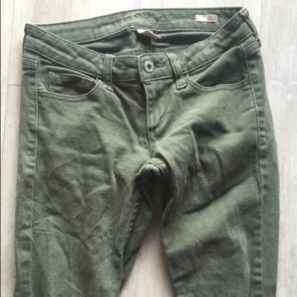 Green skinny jeans