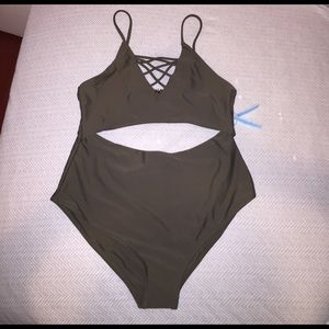 Olive green one piece swimsuit