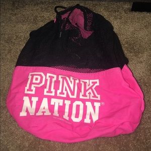 Victoria's Secret black and pink drawstring bag!