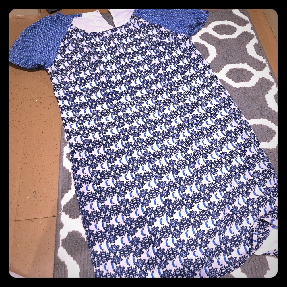 Blue and white bohemian dress