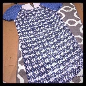 Blue and white bohemian dress