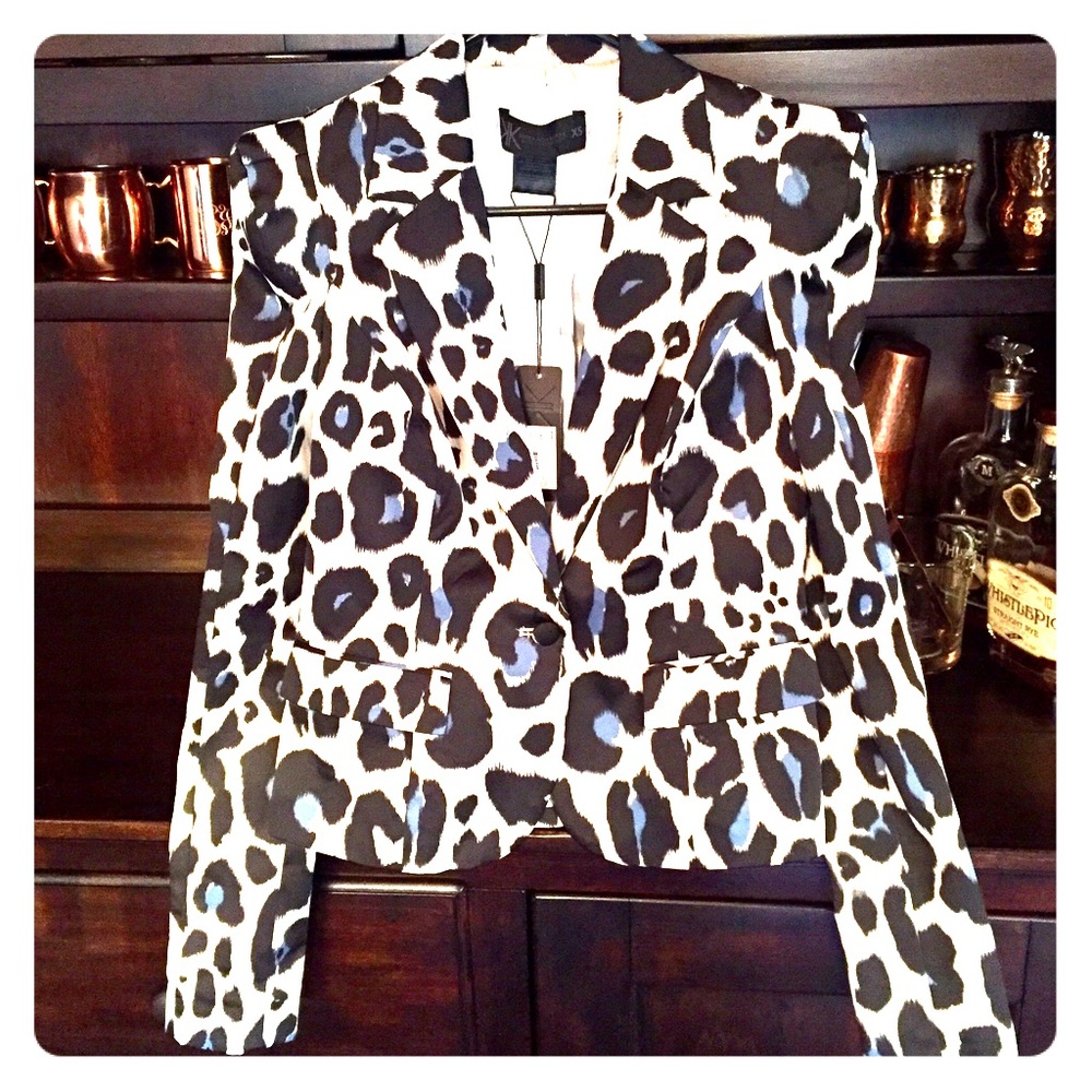 NWT 'Blue Leopard Night' Strong Shoulder Blazer