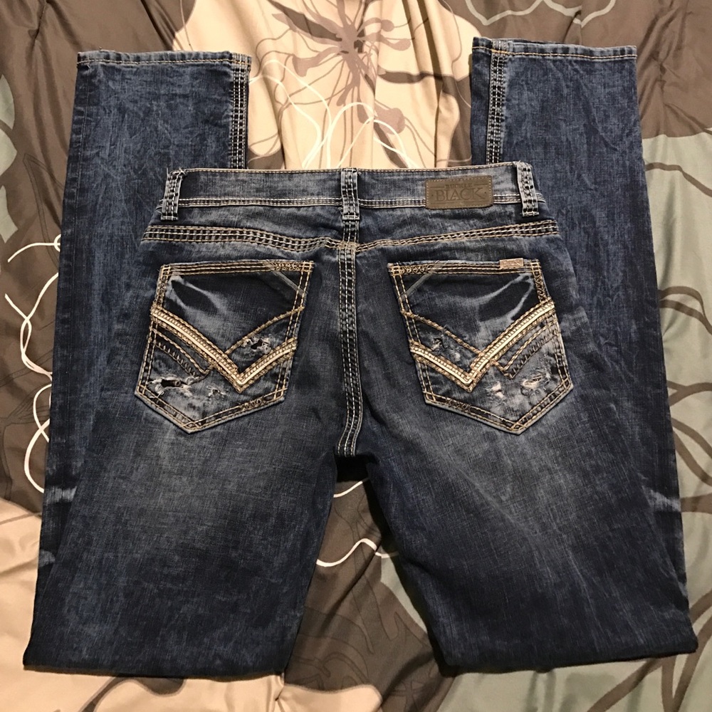 Men's buckle black jeans