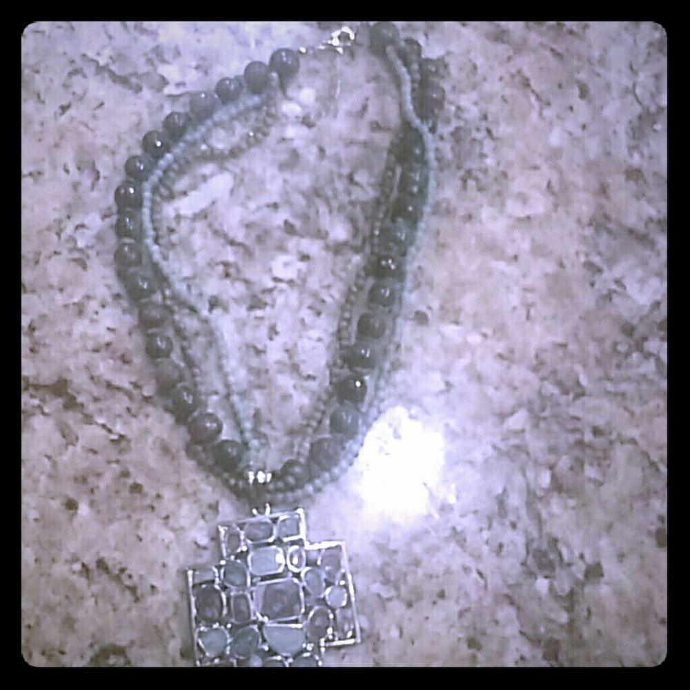 Handmade Blue Purple Bead Necklace