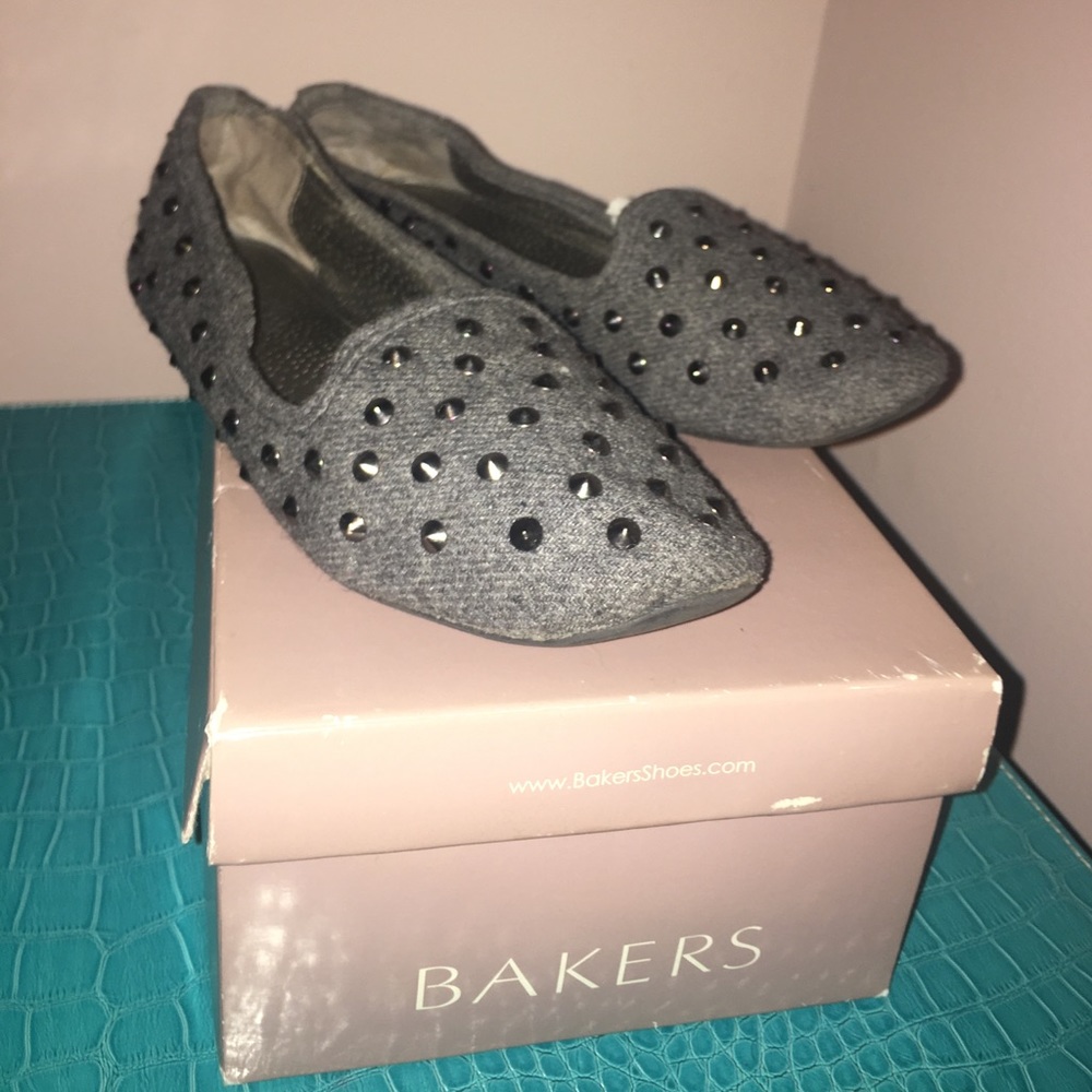 Gray spiky Bakers flats