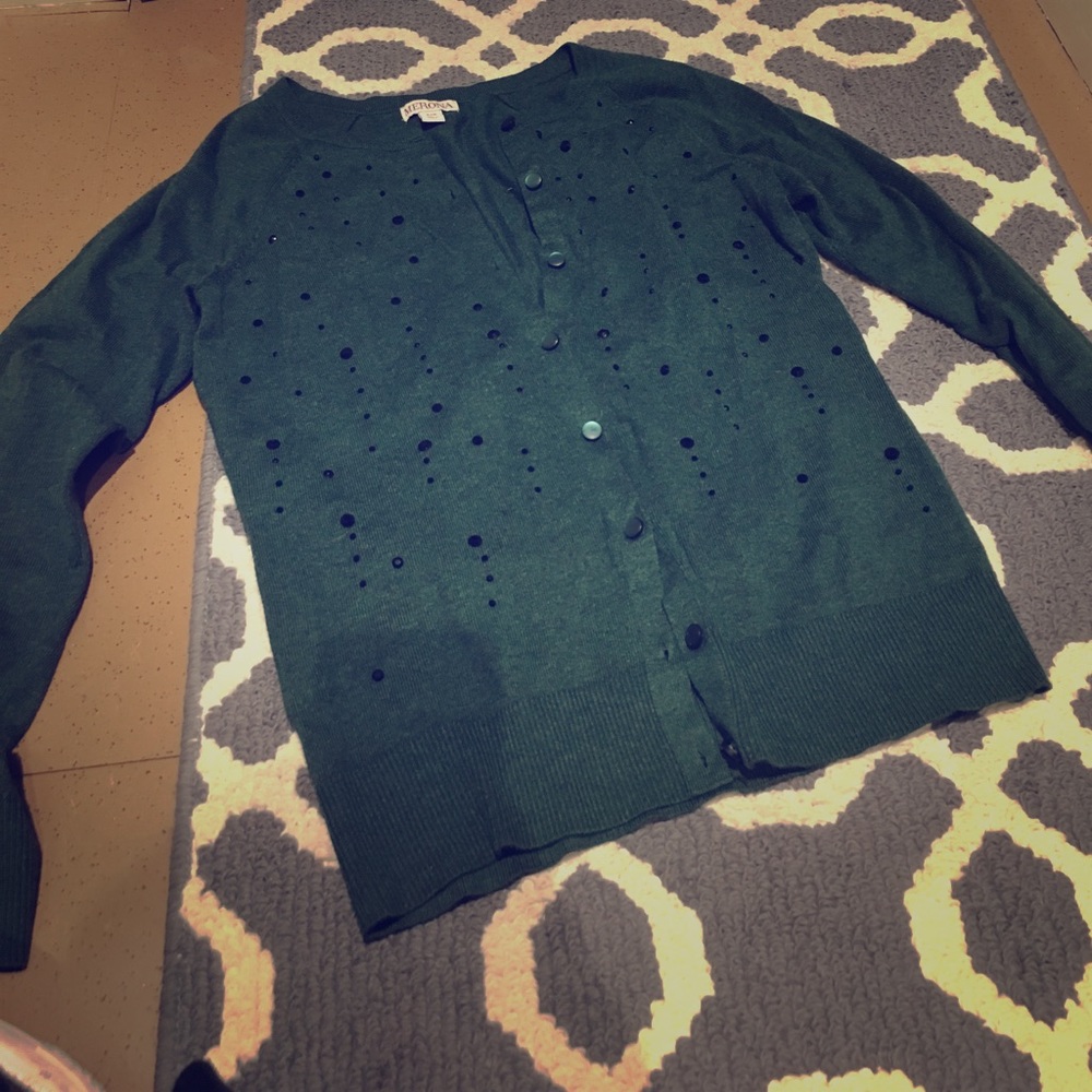 Green button down cardigan
