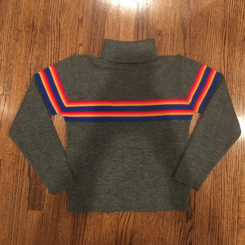 Vintage Grey Rainbow Turtleneck Sweater