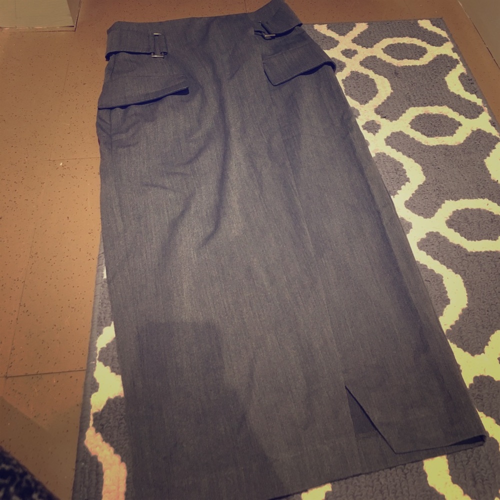 Gray high waisted pencil skirt