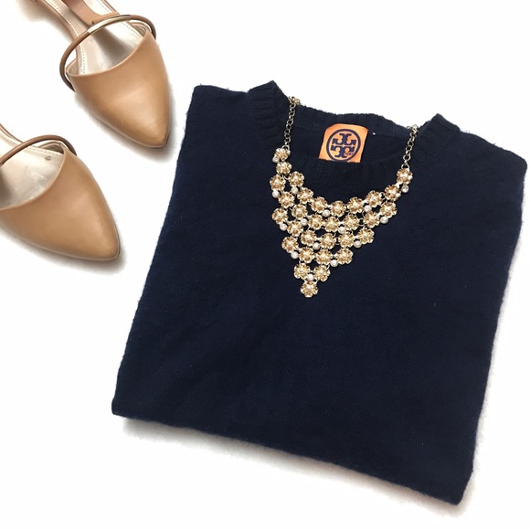 Tory Burch Sweaters - TORY BURCH 100% Cashmere Navy Blue Sweater