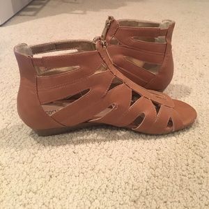 Tan Zip Up Sandals from a Local Boutique