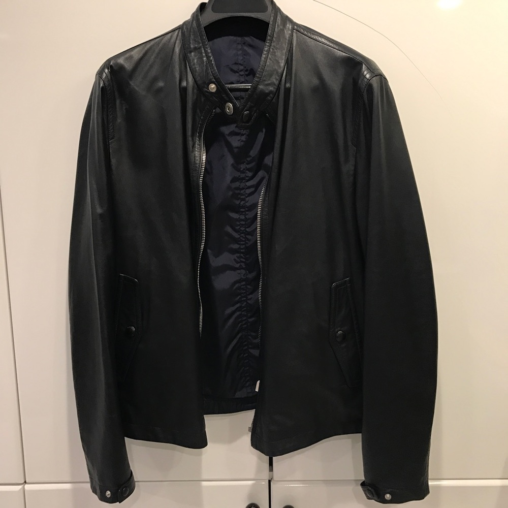 Men's Burberry
Ramshaw Leather Bomber Jacket Navy