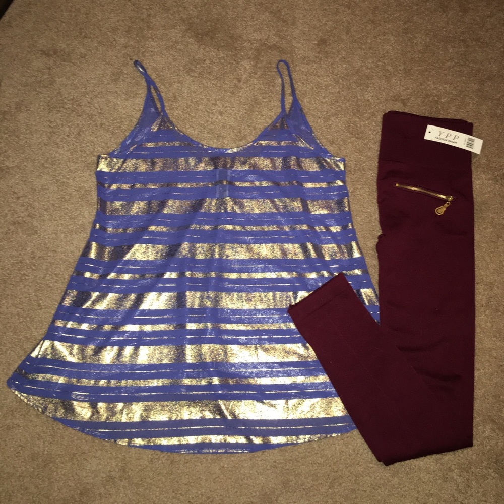 Burgundy YPP Fashion Wear Leggings